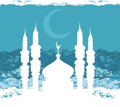 Ramadan background - mosque silhouette vector card
