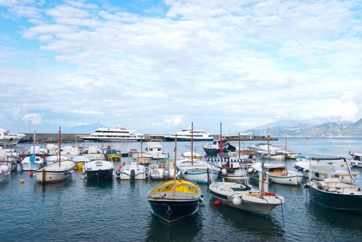 Fishing boats in port on the island of Capri.