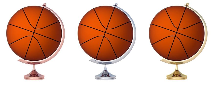 Abstract basketball Globe. Three prize-winning places.