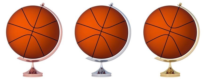 Abstract basketball Globe. Three prize-winning places.