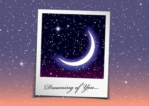 Dreaming of you at night with stars and space background