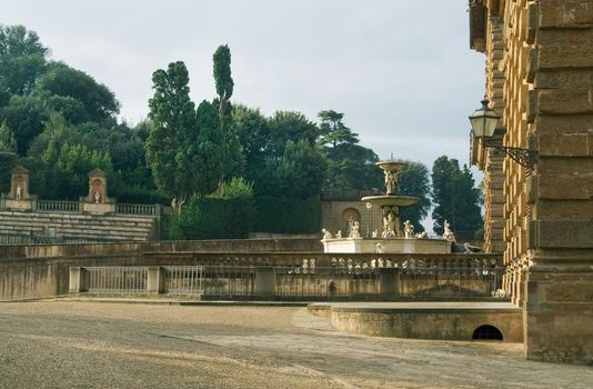 View of Florence. Boboli Gardens and the Pitti Palace in winter