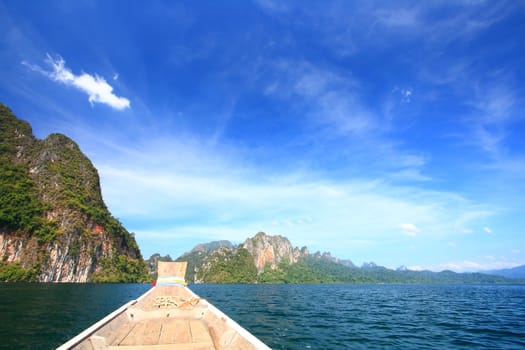 Green Lake with Perfect Sky at Khaosok National Park, Thailand