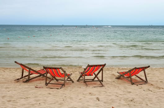 Beach Chair in Summer at Samui Island in Thailand