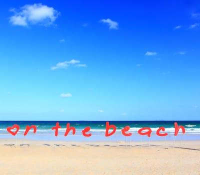 On the Beach Sign in Summer Time with nobody