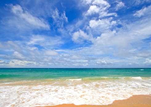White Sand Beach and ripplr in Summer at Phuket Thailand