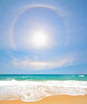 White Sand Beach with Perfect Sunny Sky at Phuket Thailand