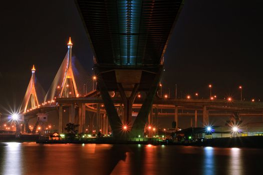 Mega Sling Bridge at Bangkok harbor