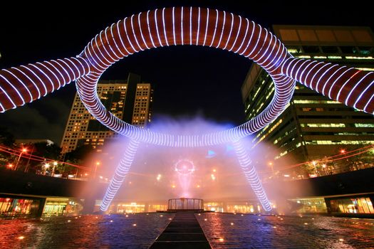 Fountain show at Fountain of Wealth Suntec Tower Singapore