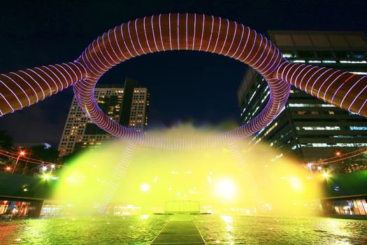 Fountain show at Fountain of Wealth Suntec Tower Singapore