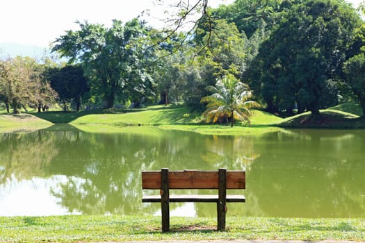 wodden chair at lake garden at taiping malaysia