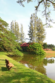 wodden chair at lake garden in taiping malaysia