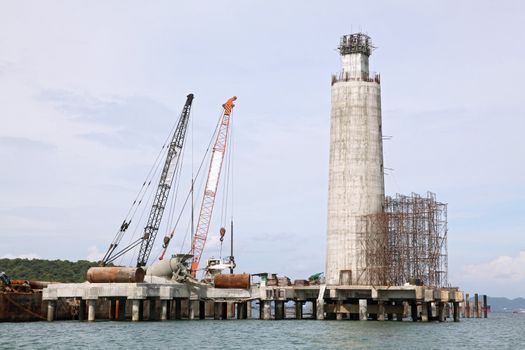 construction site on water at Srichang island Pattaya Thiland