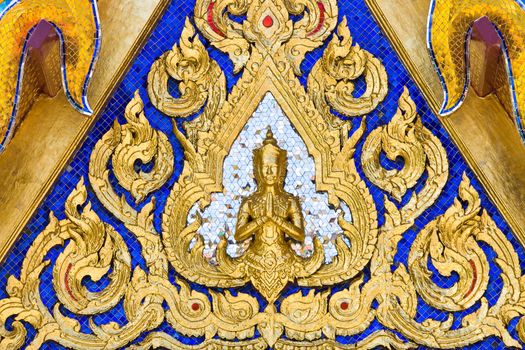 Golden gable Roof at Wat Phra Keao Temple in Grand Palace, Bangkok Thailand