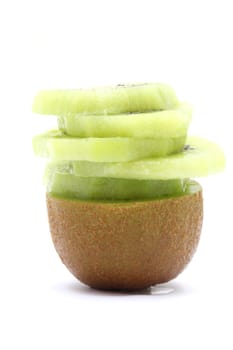 Fresh pieces kiwi fruit isolated on white background