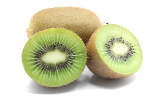 Fresh cut of kiwi fruit on white background