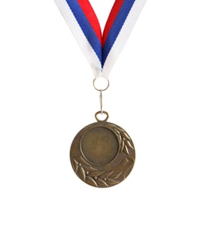 Bronze medal with empty spase for text on white background