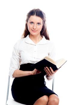 Portrait of a young and beautiful girl student who is preparing for exams