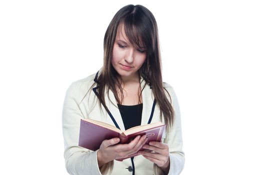 Portrait of a young and beautiful girl student who is preparing for exams