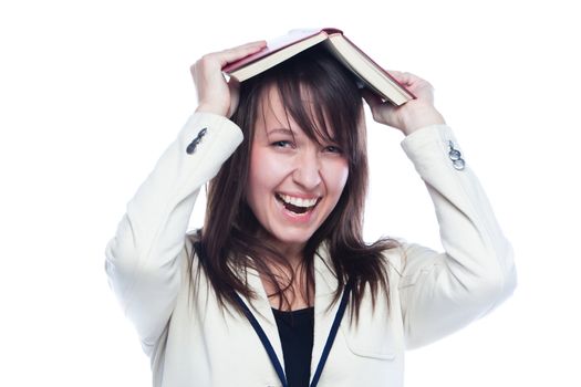 Portrait of a young and beautiful girl student who is preparing for exams