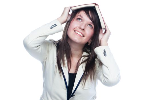 Portrait of a young and beautiful girl student who is preparing for exams
