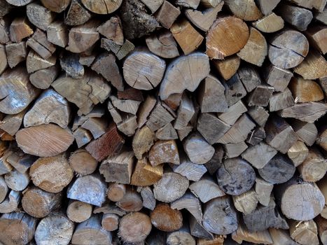Closeup of a wood pile