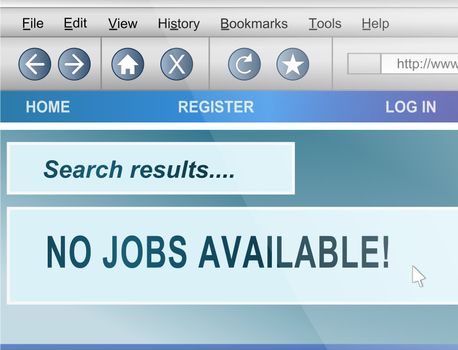 Illustration depicting computer screen shot of an internet browser with 'employment search' concept.