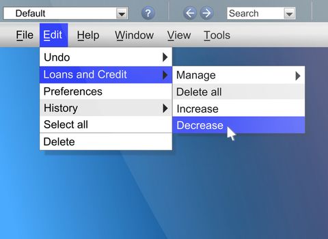 Illustration depicting computer screen shot with a credit and loans concept.