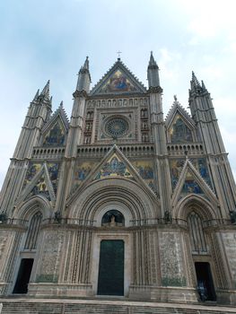  Orvieto - Duomo facade.West front of the Gothic facade of the Orvieto Cathedral, designed by Lorenzo Maitani.