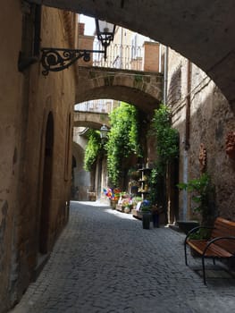 picturesque architecture of the old town of Orvieto, Umbria, Italy