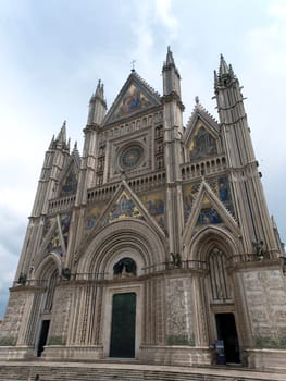 Orvieto - Duomo facade.West front of the Gothic facade of the Orvieto Cathedral, designed by Lorenzo Maitani.