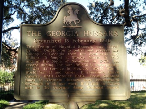 Georgia Hussars Historic Sign