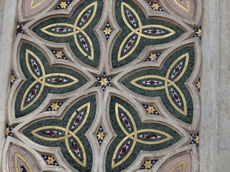 Orvieto - Dumo facade.Detail of ornate stone sculptured pattern