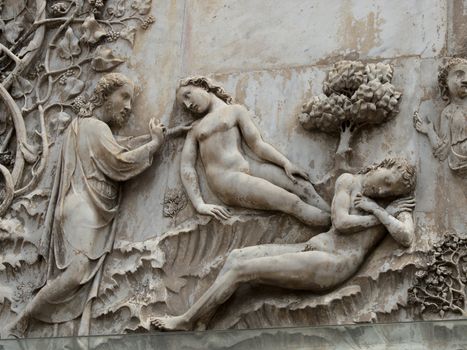 orvieto - Duomo facade. The first pillar: scenes from Genesis. Creating Eve .