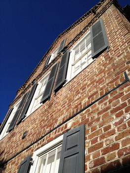 Charleston SC side of brick house perspective