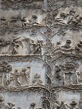 Orvieto - Duomo facade. The first pillar: scenes from Genesis