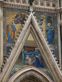 Orvieto - mosaic on the facade of the Duomo. 