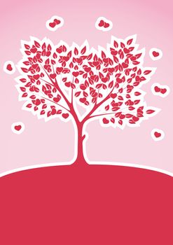 abstract background with a tree of love greeting card