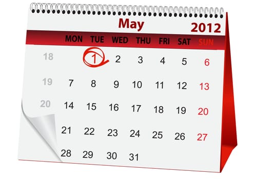 holiday calendar for 1 May vector illustration