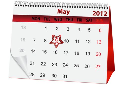 holiday calendar for 9 May vector illustration