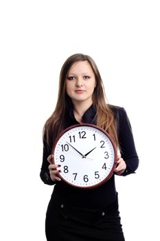 An image of a beautiful girl with clock