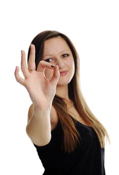 A portrait of young nice girl in studio