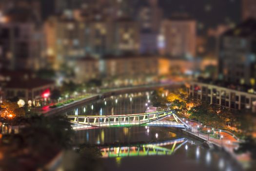Evening Singapour with tilt-shift lens effect