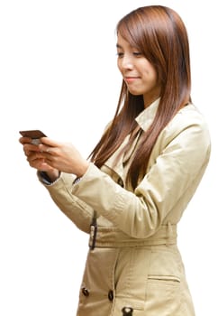 woman using mobile phone sms