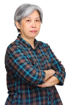 mature asian woman over white background