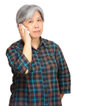 mature woman using mobile phone