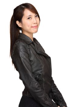 young asian woman over white background