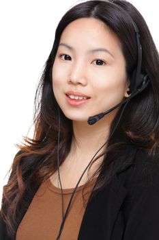 asian woman with headset