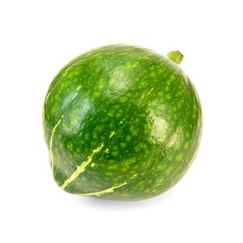 Green pumpkin with yellow stripes isolated on white background