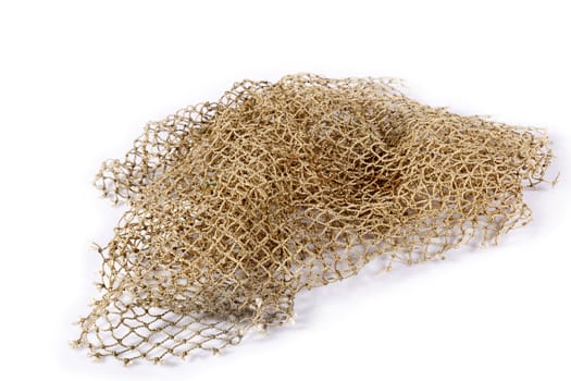 piece of fishing net on a white background